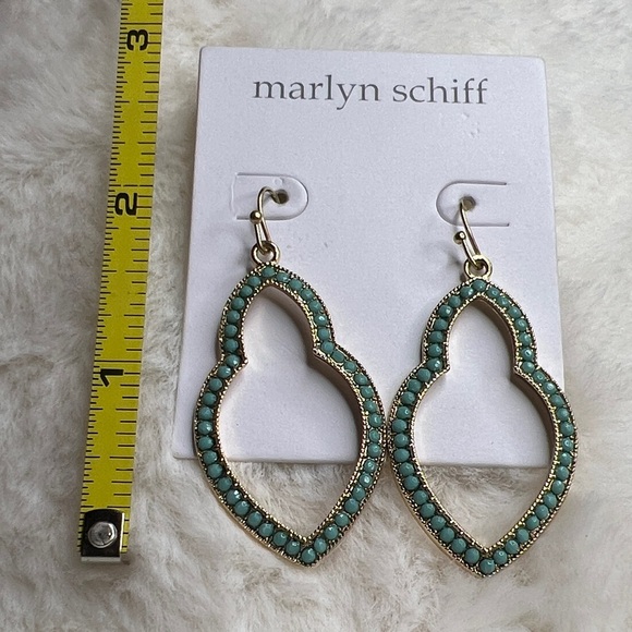 Marlyn Schiff Teal and Gold Drop Earrings - Picture 4 of 5